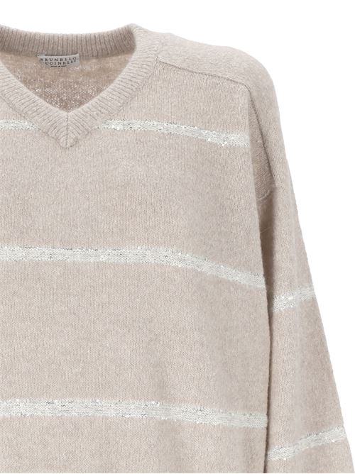 Striped sweater with sequins Brunello Cucinelli | MSP710602PCHL22